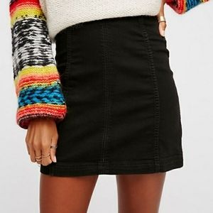 Free People Modern Femme Black Denim Skirt